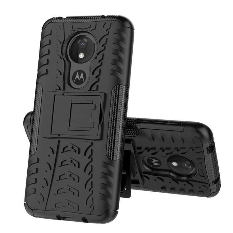 Anti-slip-pc + Tpu-hybridfall Mit Kickstand Für Motorola Moto G7 Power (eu-version) - Schwarz