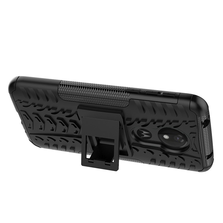 Caixa Híbrida Anti-deslizamento PC + TPU Com Kickstand For Motorola Moto G7 Power (versão da Ue) - Preto