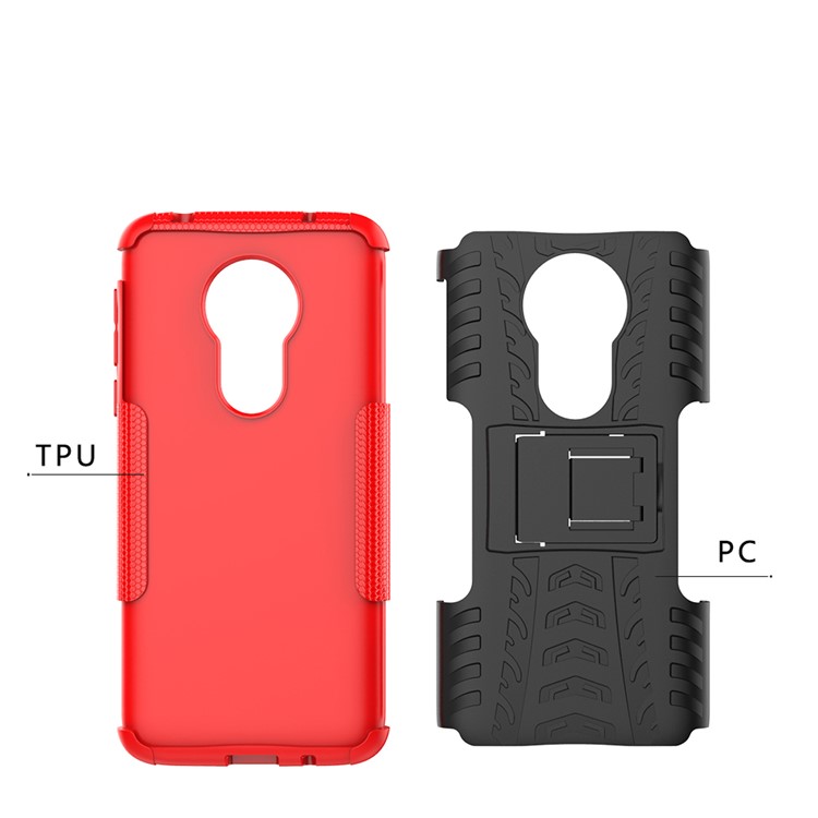 Anti-slip PC + TPU Hybrid Case with Kickstand for Motorola Moto G7 Power (EU Version) - Red-2