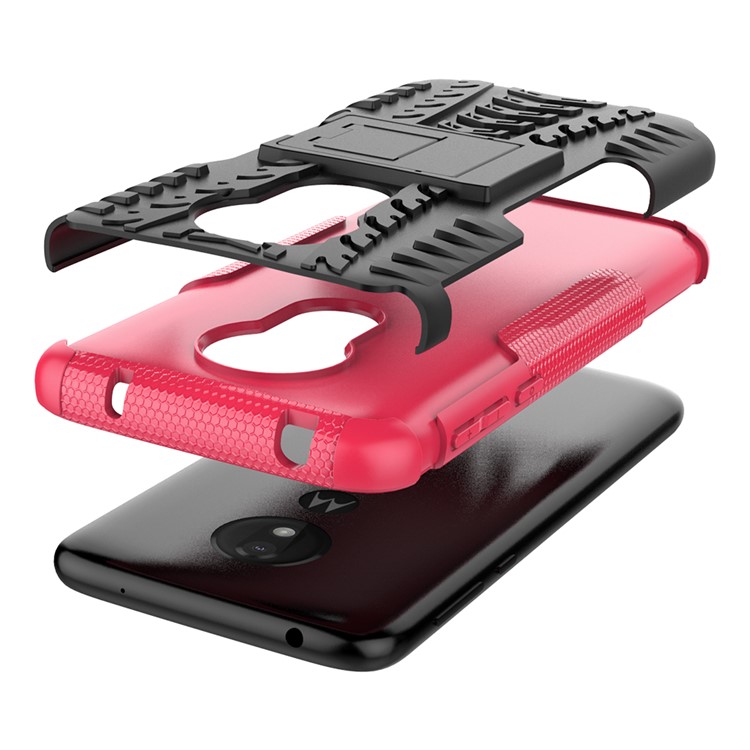 Anti-slip PC + TPU Hybrid Case with Kickstand for Motorola Moto G7 Power (EU Version) - Rose-4