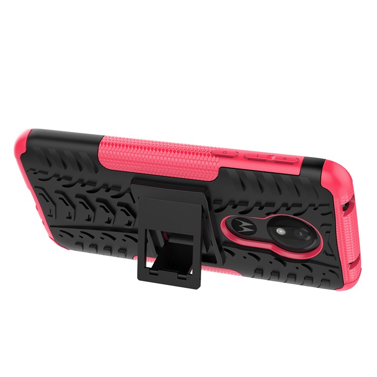 Anti-slip PC + TPU Hybrid Case with Kickstand for Motorola Moto G7 Power (EU Version) - Rose-7