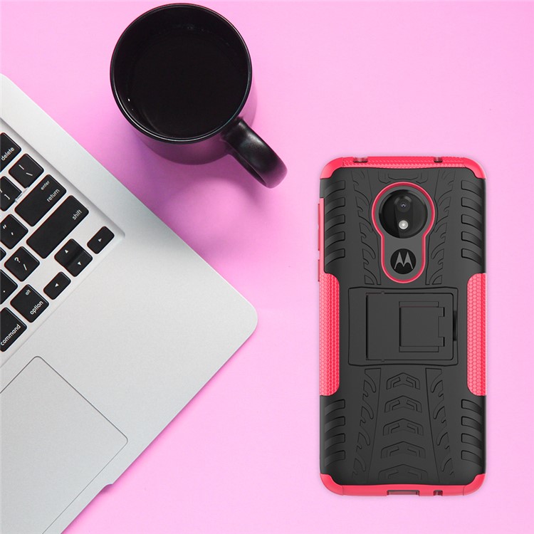 Anti-slip PC + TPU Hybrid Case with Kickstand for Motorola Moto G7 Power (EU Version) - Rose-8