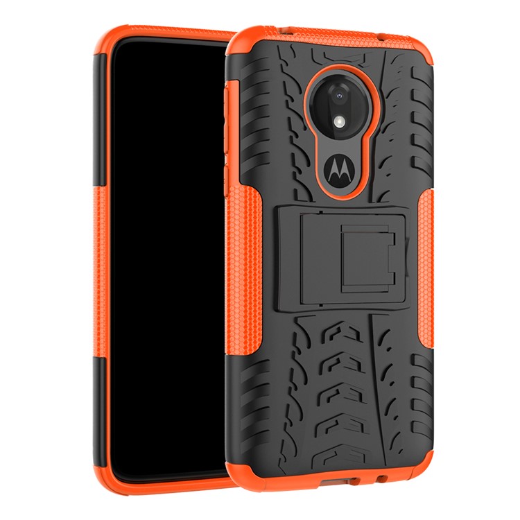 Anti-slip PC + TPU Hybrid Case with Kickstand for Motorola Moto G7 Power (EU Version) - Orange-1
