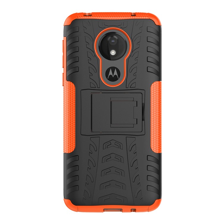 PC Anti-slip + TPU Hybrid Case Con Kickstand Para Motorola Moto G7 Power (versión de la Ue) - Naranja-4