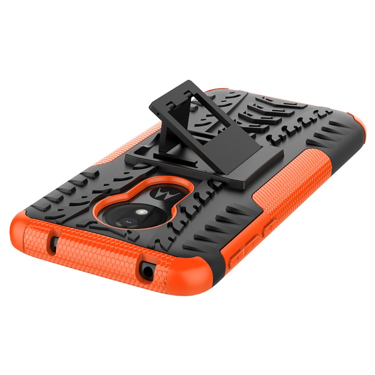 PC Anti-slip + TPU Hybrid Case Con Kickstand Para Motorola Moto G7 Power (versión de la Ue) - Naranja-7