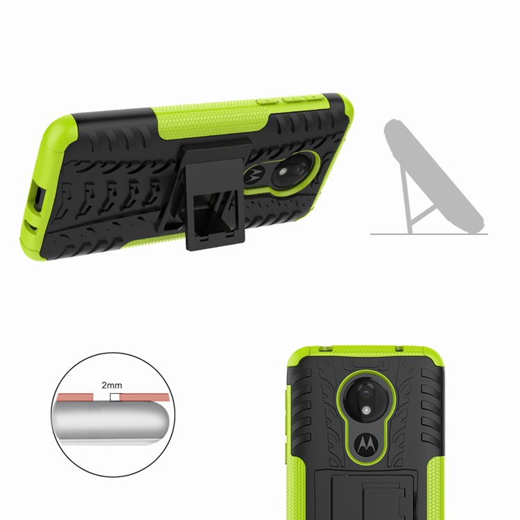 Anti-slip PC + TPU Hybrid Case with Kickstand for Motorola Moto G7 Power (EU Version) - Green-2