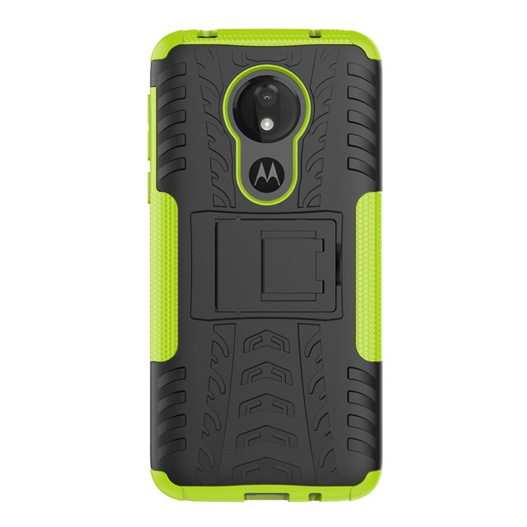 Anti-slip PC + TPU Hybrid Case with Kickstand for Motorola Moto G7 Power (EU Version) - Green-3