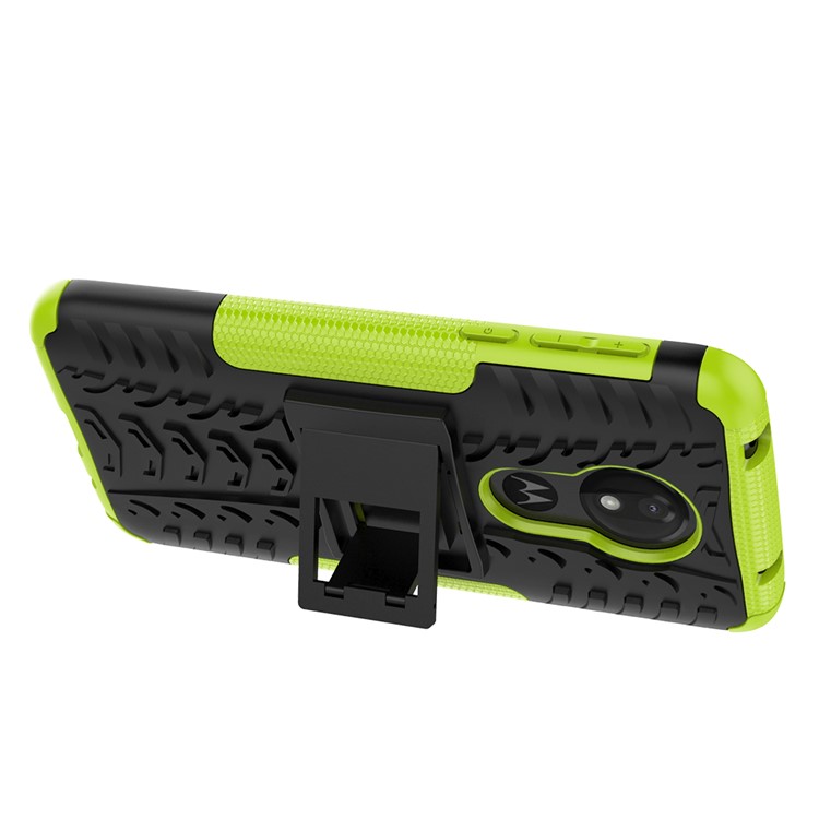 Anti-slip PC + TPU Hybrid Case with Kickstand for Motorola Moto G7 Power (EU Version) - Green-8