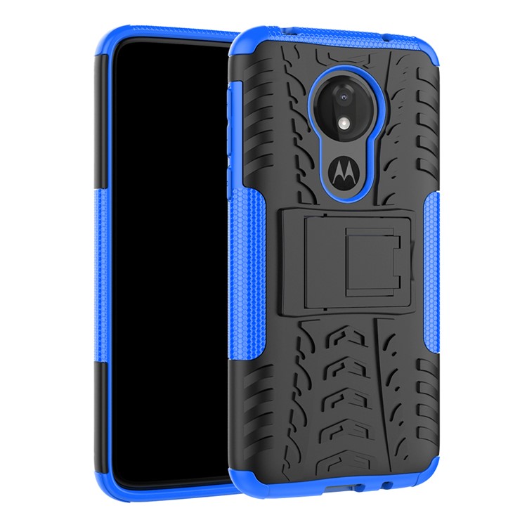 Funda Híbrida Antideslizante PC + TPU Con Pie De Apoyo Para Motorola Moto G7 Power (versión Eu) - Azul-1