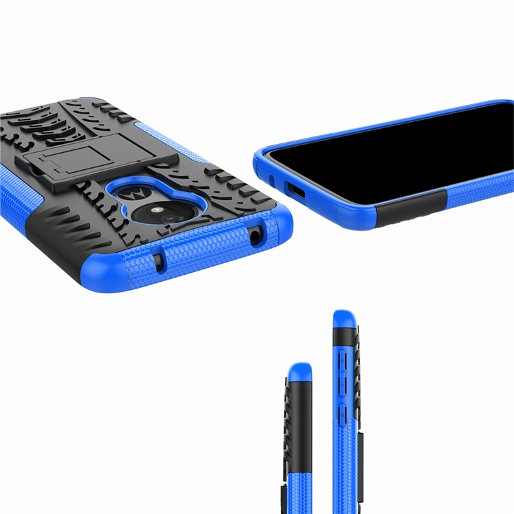 Funda Híbrida Antideslizante PC + TPU Con Pie De Apoyo Para Motorola Moto G7 Power (versión Eu) - Azul-2