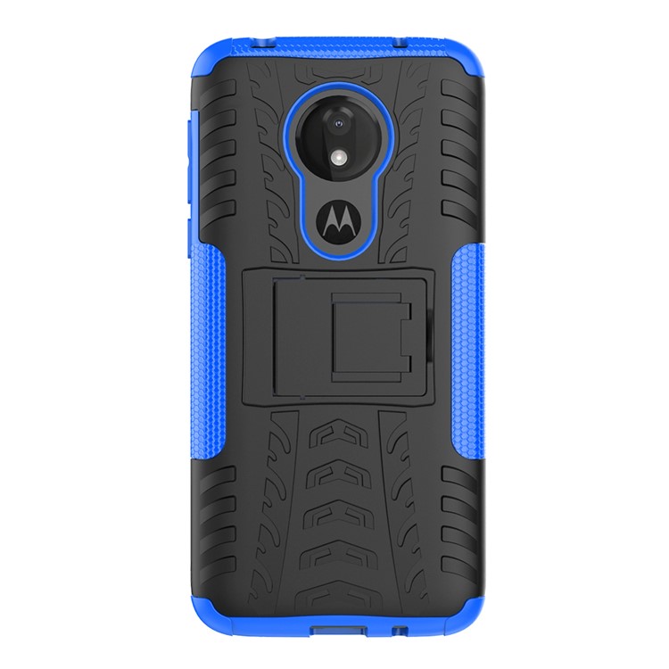 Funda Híbrida Antideslizante PC + TPU Con Pie De Apoyo Para Motorola Moto G7 Power (versión Eu) - Azul-3