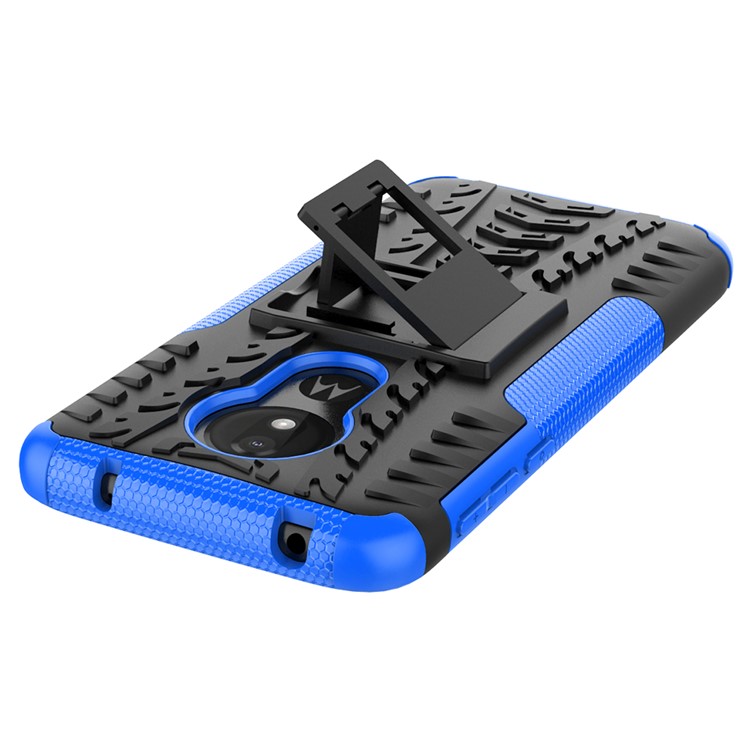 Funda Híbrida Antideslizante PC + TPU Con Pie De Apoyo Para Motorola Moto G7 Power (versión Eu) - Azul-6