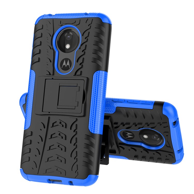 Funda Híbrida Antideslizante PC + TPU Con Pie De Apoyo Para Motorola Moto G7 Power (versión Eu) - Azul-7