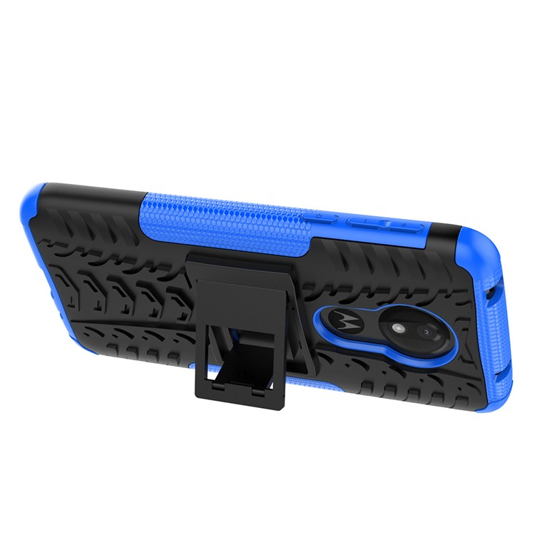 Funda Híbrida Antideslizante PC + TPU Con Pie De Apoyo Para Motorola Moto G7 Power (versión Eu) - Azul-8