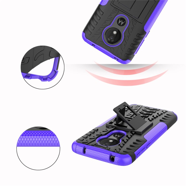 Anti-slip PC + TPU Hybrid Case with Kickstand for Motorola Moto G7 Power (EU Version) - Purple-2