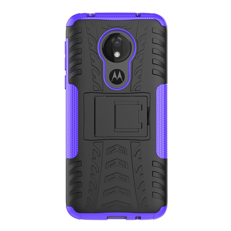 Anti-slip PC + TPU Hybrid Case with Kickstand for Motorola Moto G7 Power (EU Version) - Purple-3