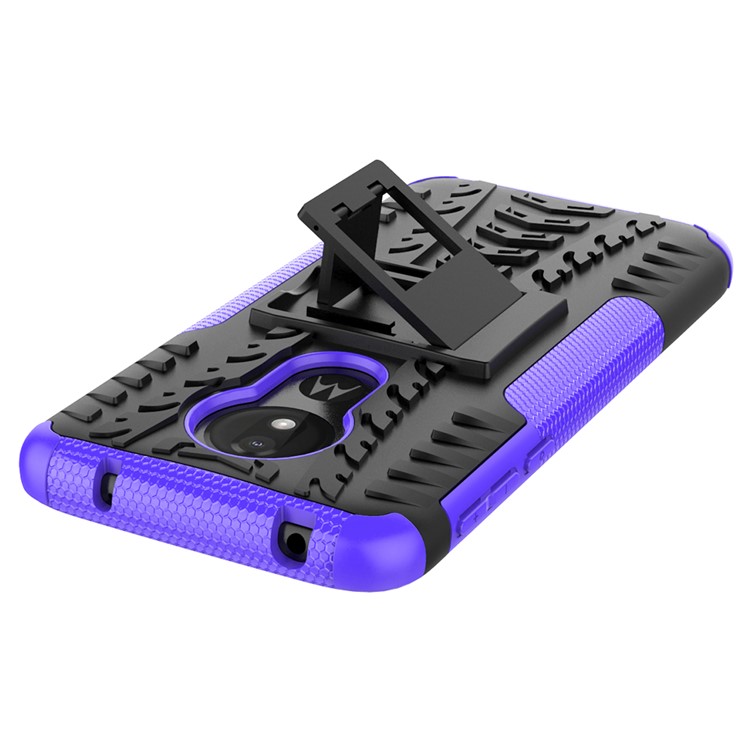 Anti-slip PC + TPU Hybrid Case with Kickstand for Motorola Moto G7 Power (EU Version) - Purple-6
