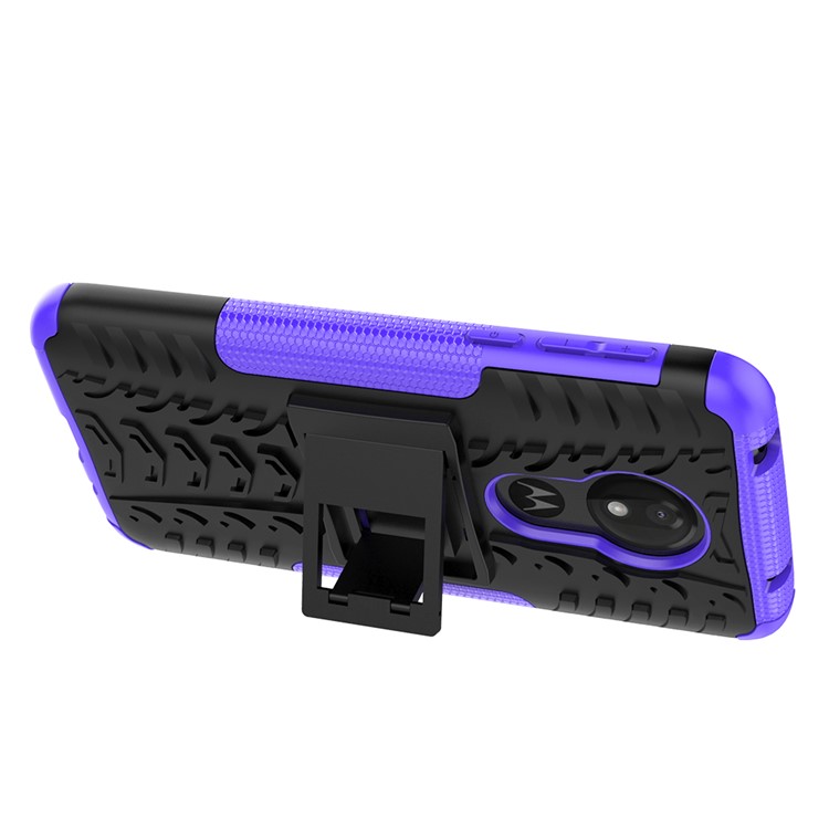 Anti-slip PC + TPU Hybrid Case with Kickstand for Motorola Moto G7 Power (EU Version) - Purple-8