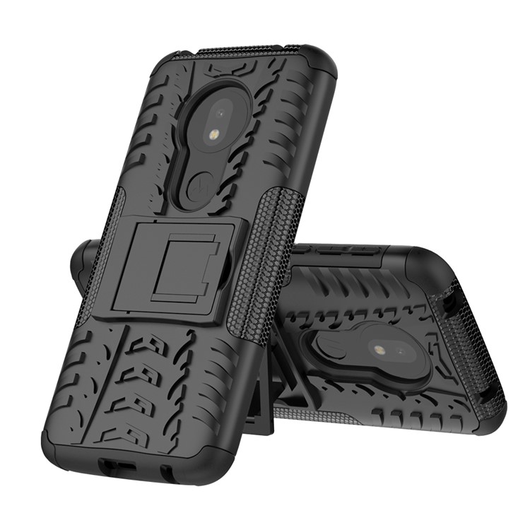 Anti-slip PC + TPU Hybrid Case with Kickstand for Motorola Moto G7 Play (EU Version) - Black-2