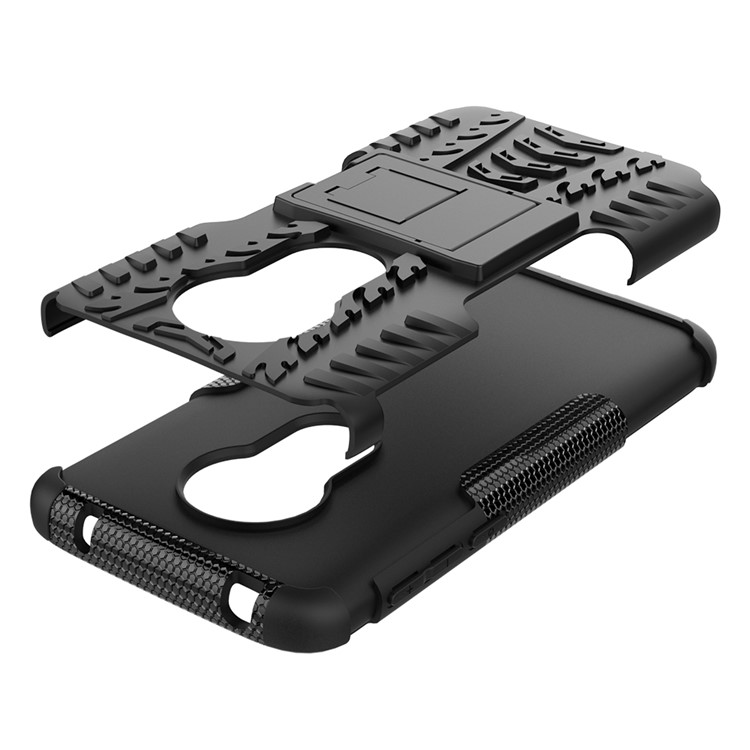 Anti-slip PC + TPU Hybrid Case with Kickstand for Motorola Moto G7 Play (EU Version) - Black-8