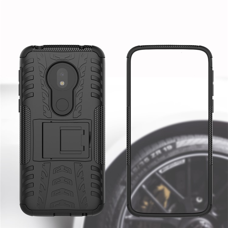 Anti-slip PC + TPU Hybrid Case with Kickstand for Motorola Moto G7 Play (EU Version) - Black-9