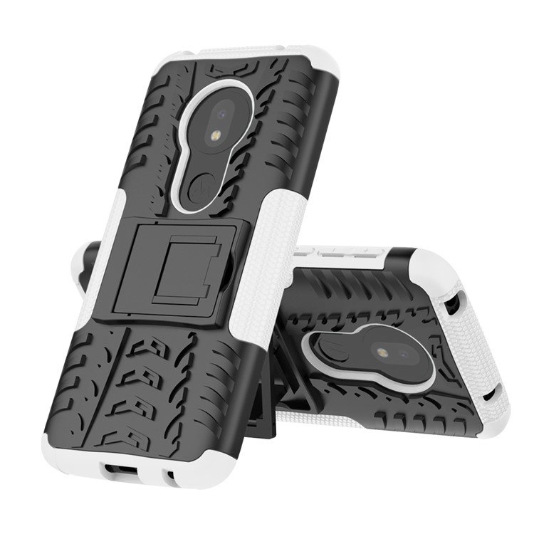 Anti-slip PC + TPU Hybrid Case with Kickstand for Motorola Moto G7 Play (EU Version) - White-2