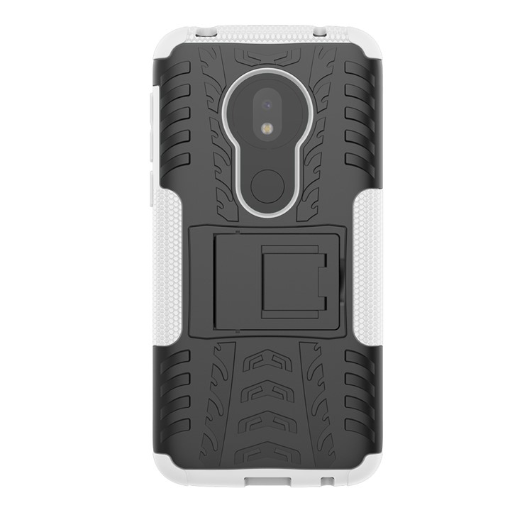 Anti-slip PC + TPU Hybrid Case with Kickstand for Motorola Moto G7 Play (EU Version) - White-3