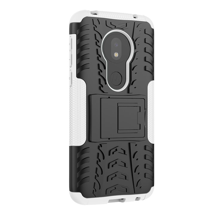 Anti-slip PC + TPU Hybrid Case with Kickstand for Motorola Moto G7 Play (EU Version) - White-5