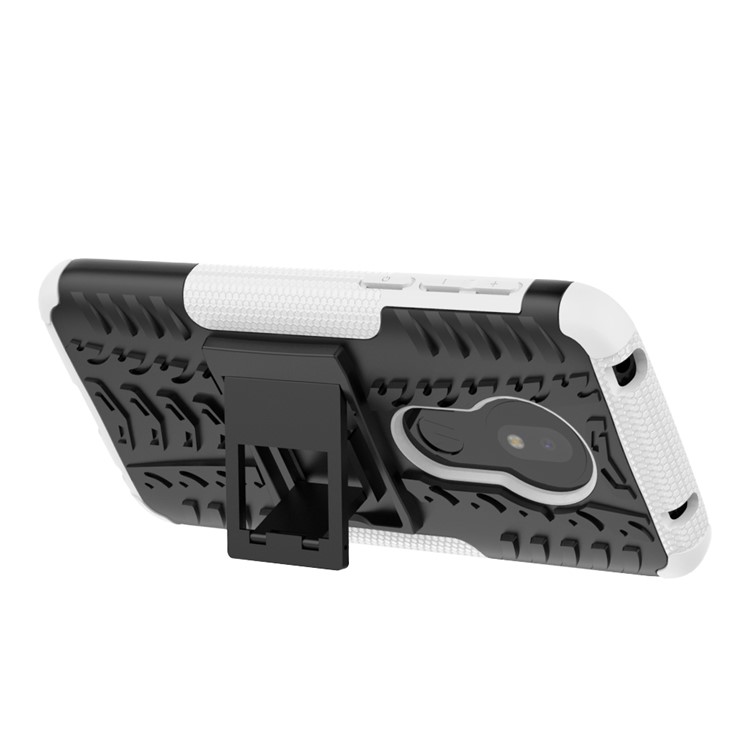 Anti-slip PC + TPU Hybrid Case with Kickstand for Motorola Moto G7 Play (EU Version) - White-6