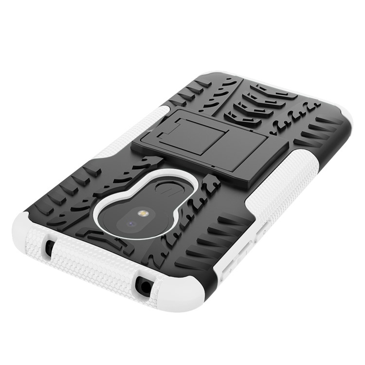 Anti-slip PC + TPU Hybrid Case with Kickstand for Motorola Moto G7 Play (EU Version) - White-7