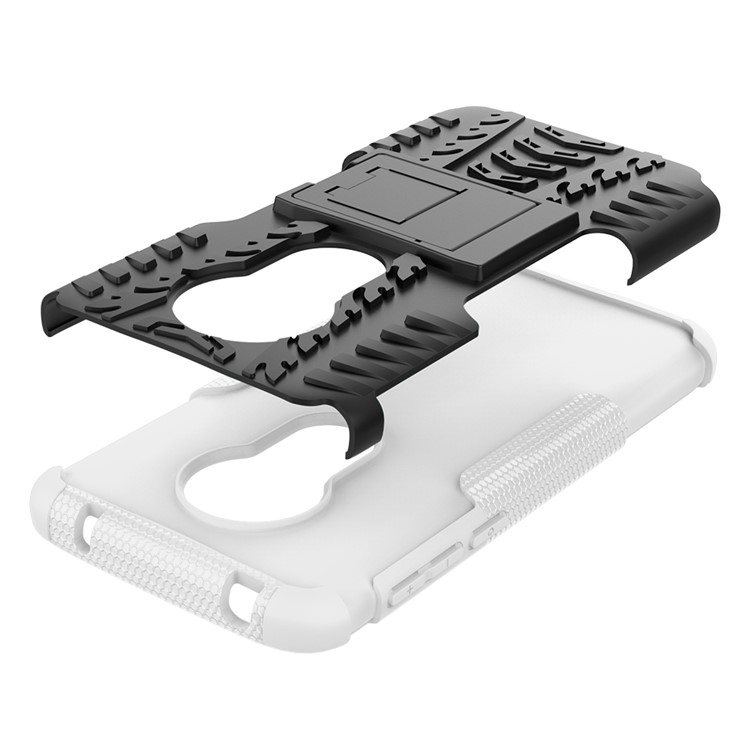Anti-slip PC + TPU Hybrid Case with Kickstand for Motorola Moto G7 Play (EU Version) - White-8