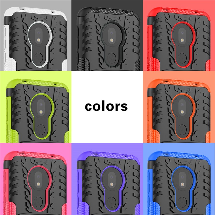 Anti-slip PC + TPU Hybrid Case with Kickstand for Motorola Moto G7 Play (EU Version) - White-9