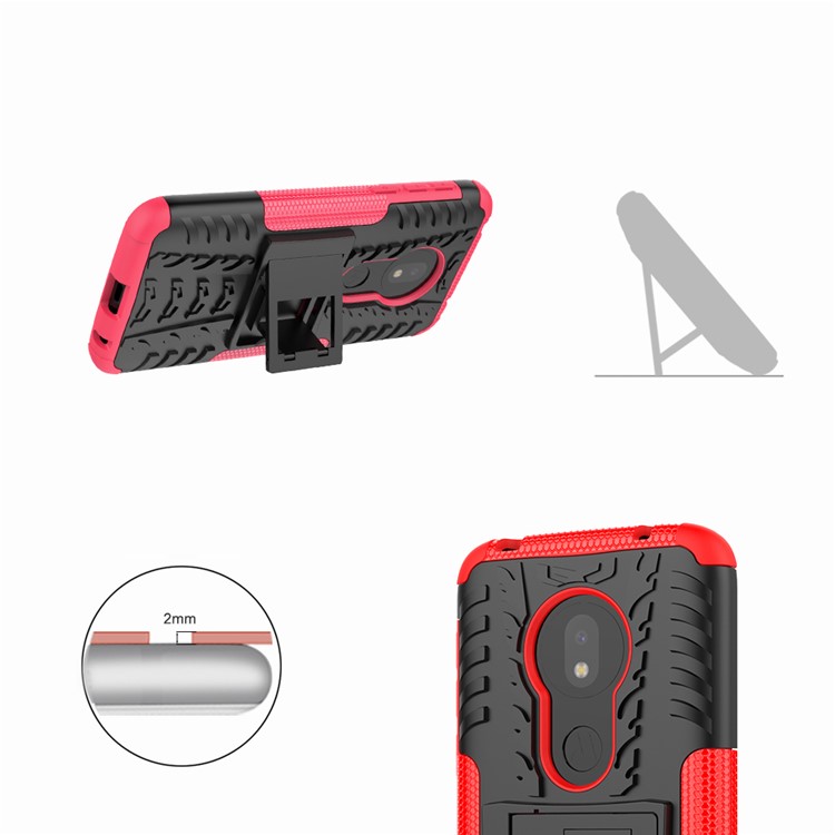 Anti-slip-pc + TPU Hybrid-hülle Mit Kickstand Für Motorola Moto G7 Play (eu-version) - Rot