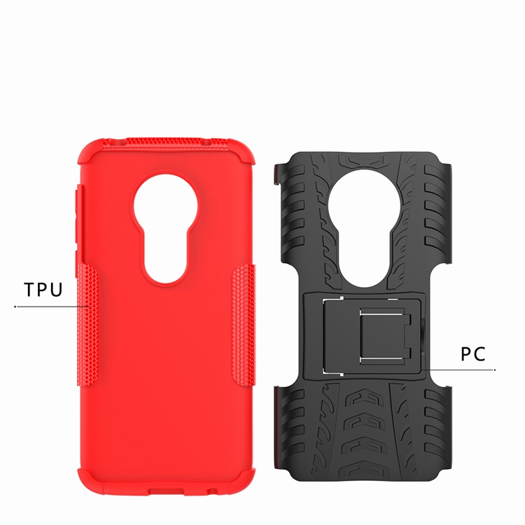 Étui Hybride Antidérapant PC + TPU Avec Kickstand Pour Motorola Moto G7 Play (version Ue) - Rouge