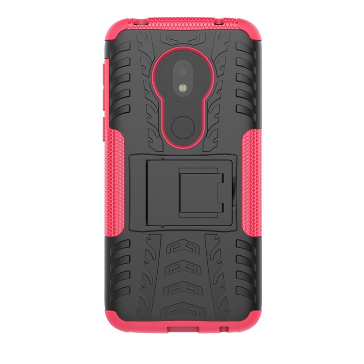Anti-slip PC + TPU Hybrid Case with Kickstand for Motorola Moto G7 Play (EU Version) - Rose-3