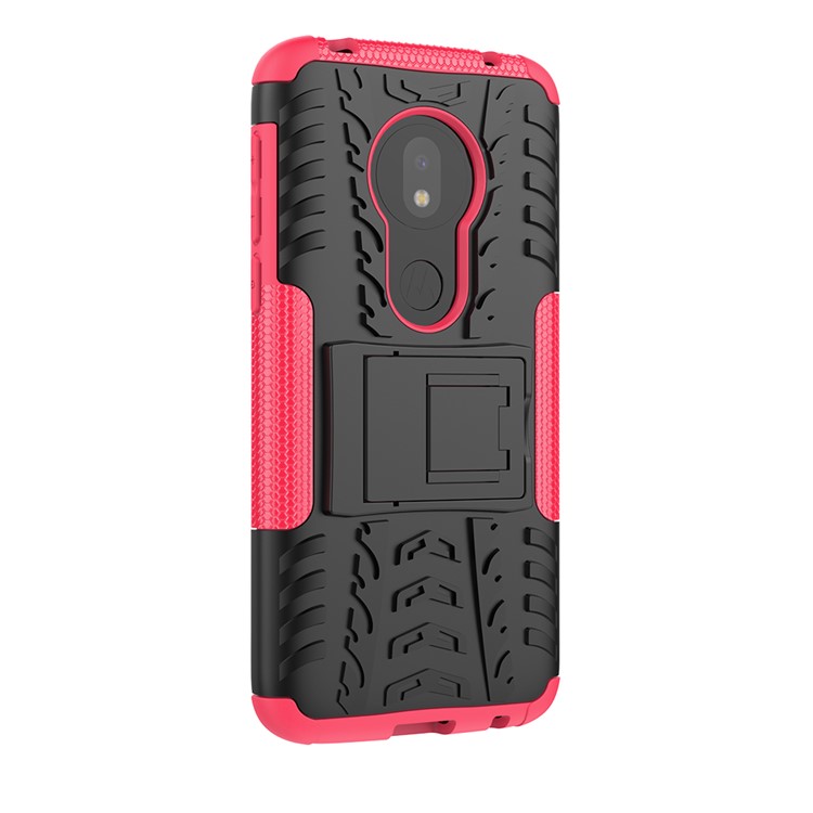 Anti-slip PC + TPU Hybrid Case with Kickstand for Motorola Moto G7 Play (EU Version) - Rose-5