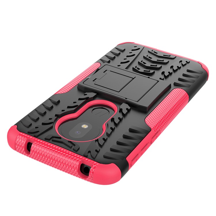 Anti-slip PC + TPU Hybrid Case with Kickstand for Motorola Moto G7 Play (EU Version) - Rose-7