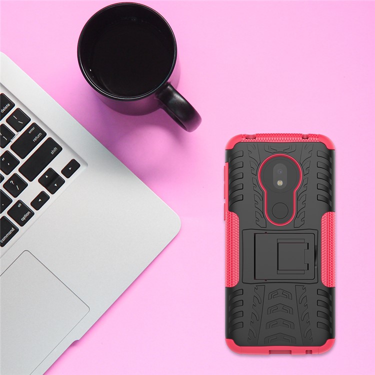 Anti-slip PC + TPU Hybrid Case with Kickstand for Motorola Moto G7 Play (EU Version) - Rose-9