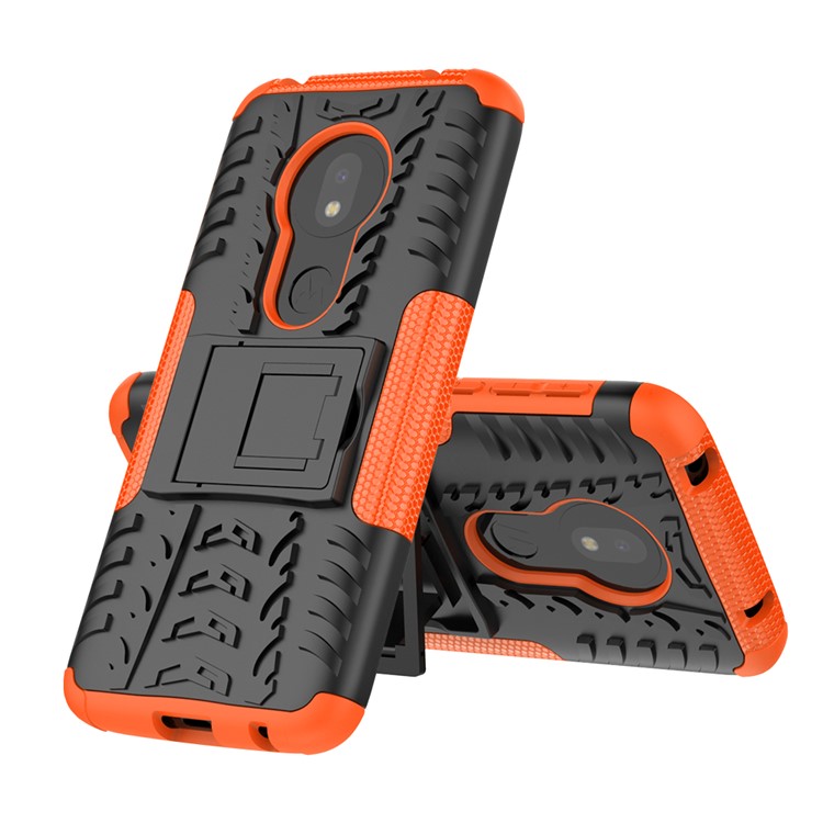 Anti-slip PC + TPU Hybrid Case with Kickstand for Motorola Moto G7 Play (EU Version) - Orange-2