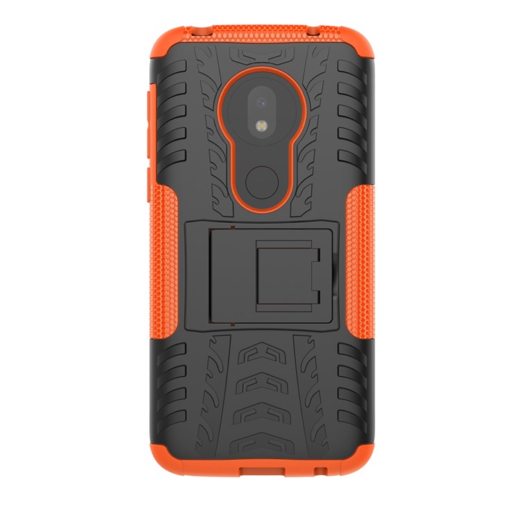 Anti-slip PC + TPU Hybrid Case with Kickstand for Motorola Moto G7 Play (EU Version) - Orange-3