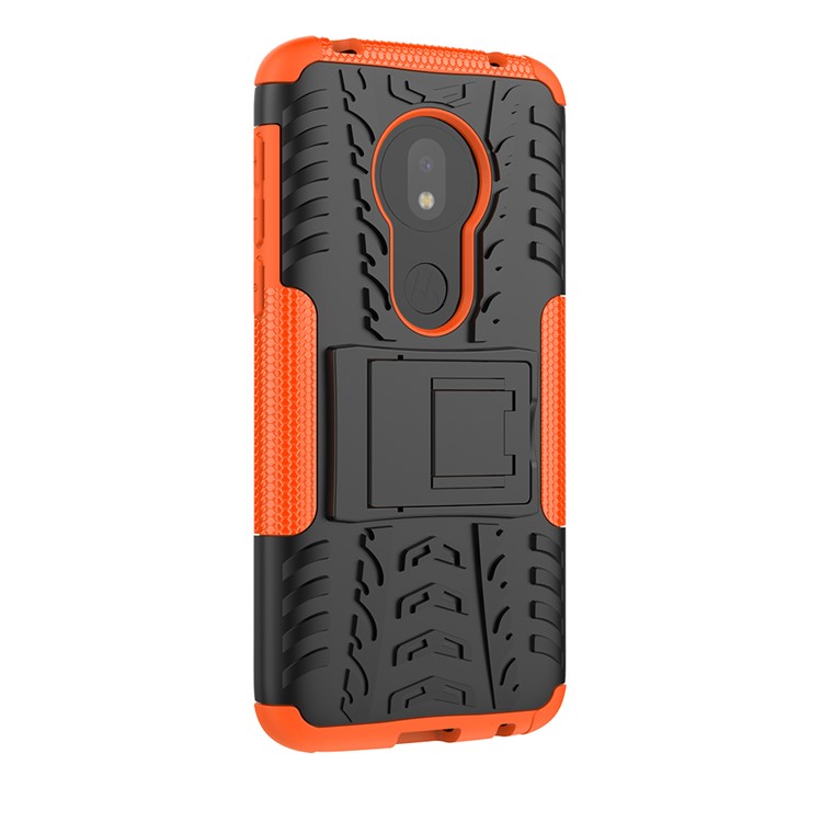 Anti-slip PC + TPU Hybrid Case with Kickstand for Motorola Moto G7 Play (EU Version) - Orange-5
