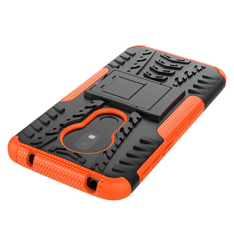 Anti-slip PC + TPU Hybrid Case with Kickstand for Motorola Moto G7 Play (EU Version) - Orange-7