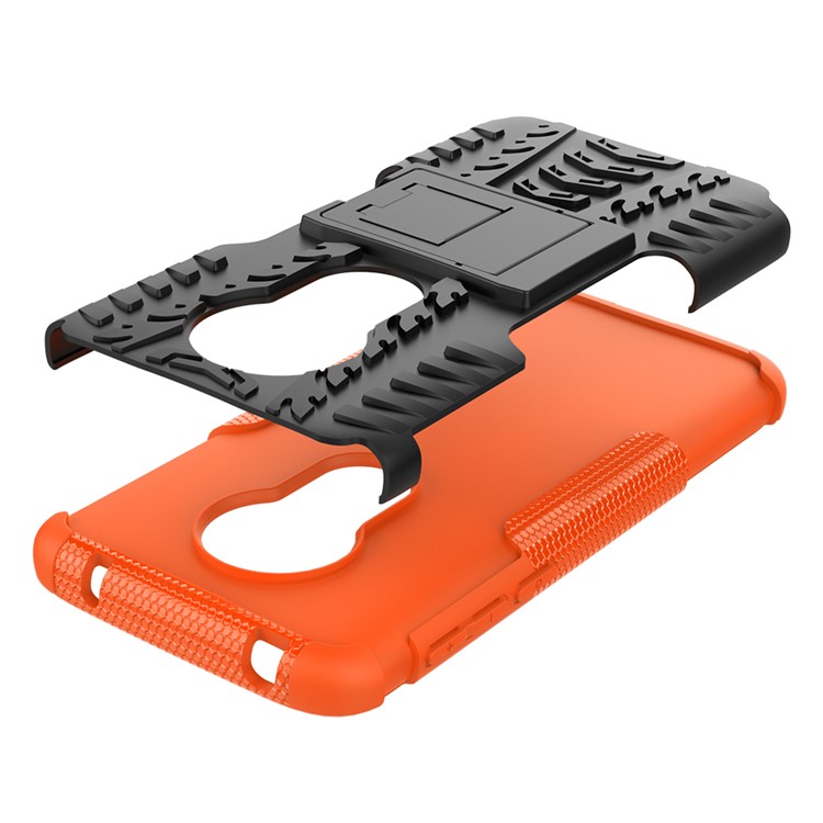 Anti-slip PC + TPU Hybrid Case with Kickstand for Motorola Moto G7 Play (EU Version) - Orange-8