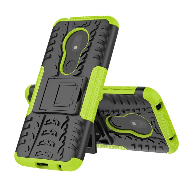 Custodia Ibrida Antiscivolo Per PC + TPU Con Cavalletto Per Il Gioco Motorola Moto G7 (versione Eu) - Verde-2