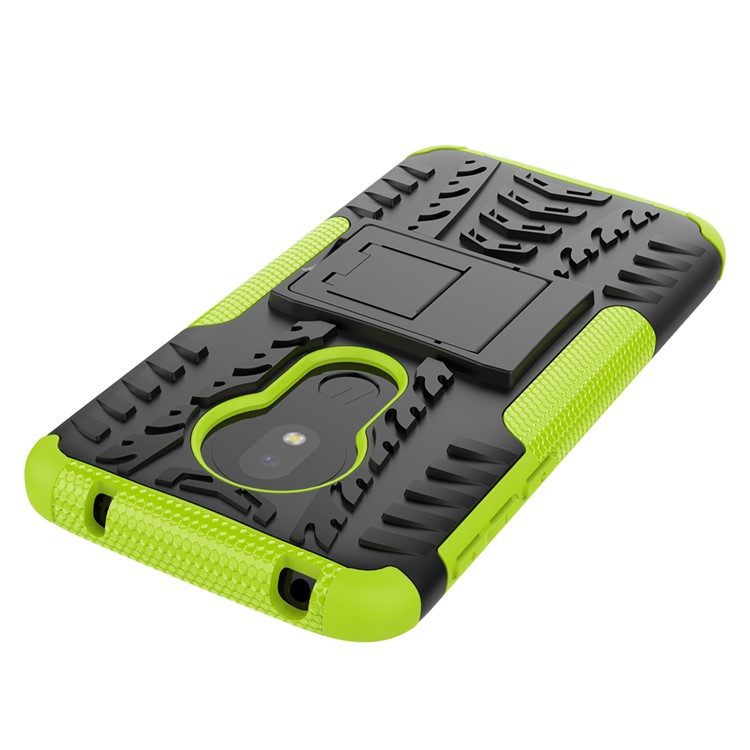 Caso Híbrido Anti-deslizamento PC + TPU Com Kickstand For Motorola Moto G7 Play (versão da Ue) - Verde-7