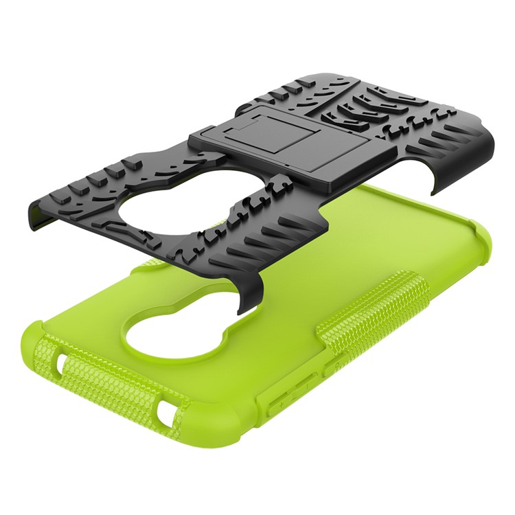 Caso Híbrido Anti-deslizamento PC + TPU Com Kickstand For Motorola Moto G7 Play (versão da Ue) - Verde-8