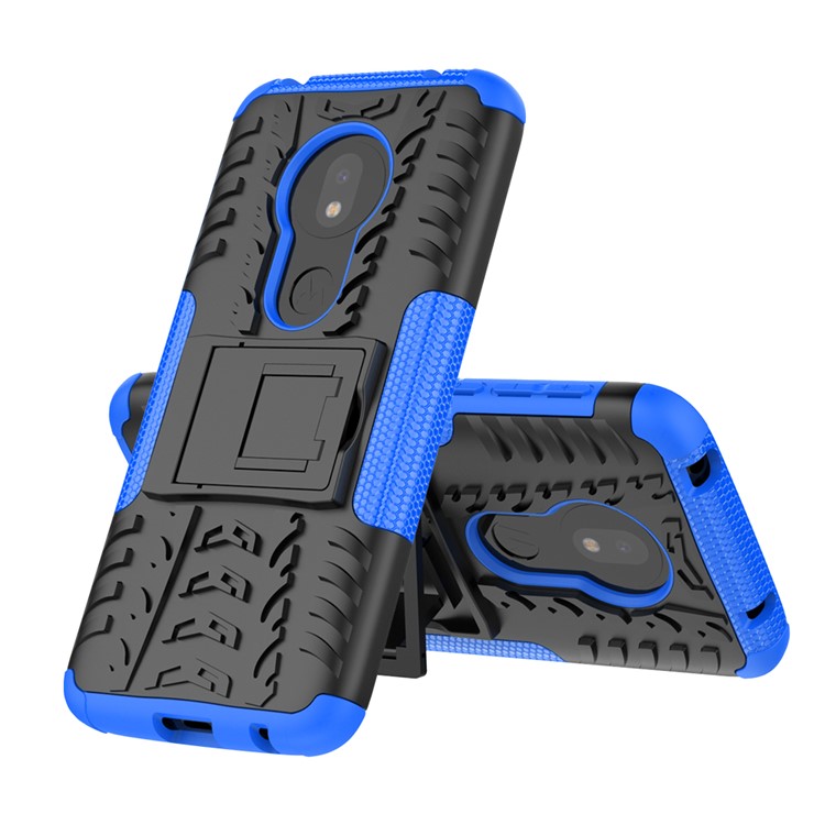 Anti-slip PC + TPU Hybrid Case with Kickstand for Motorola Moto G7 Play (EU Version) - Blue-2