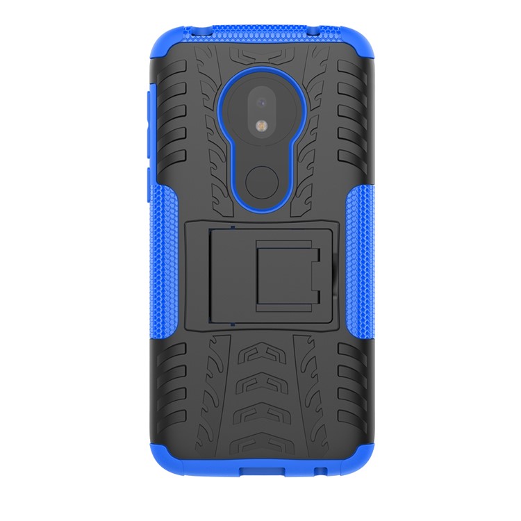 Anti-slip PC + TPU Hybrid Case with Kickstand for Motorola Moto G7 Play (EU Version) - Blue-3