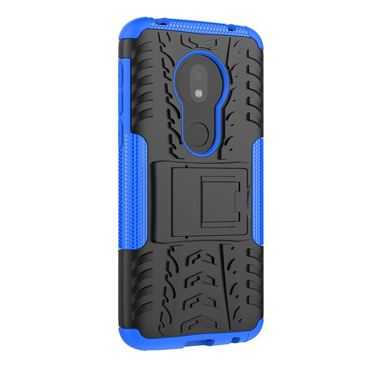 Anti-slip PC + TPU Hybrid Case with Kickstand for Motorola Moto G7 Play (EU Version) - Blue-5