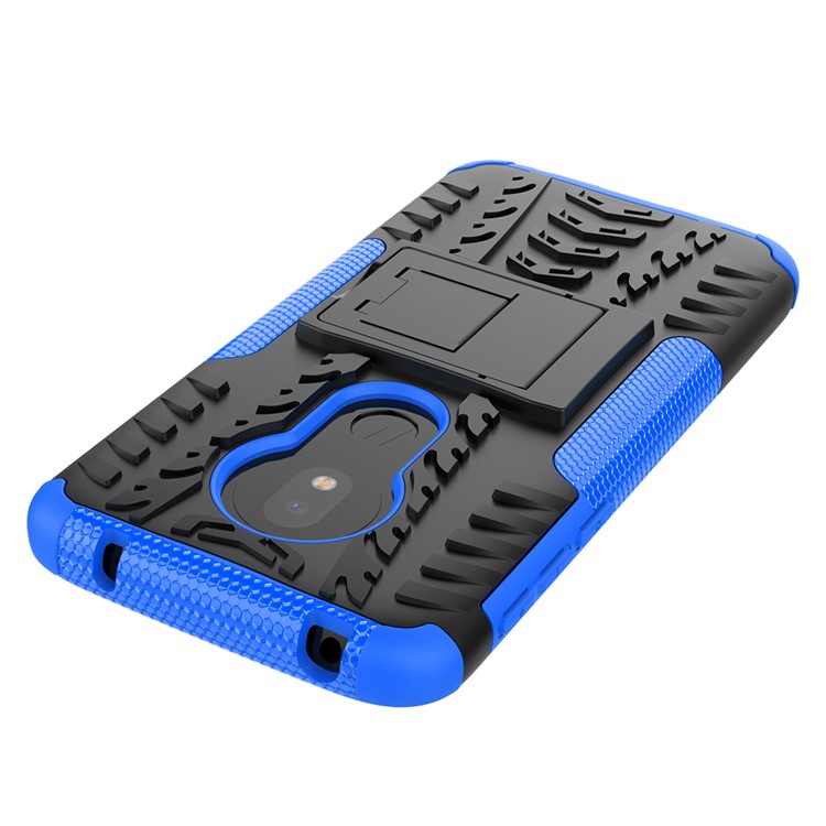 Anti-slip PC + TPU Hybrid Case with Kickstand for Motorola Moto G7 Play (EU Version) - Blue-7